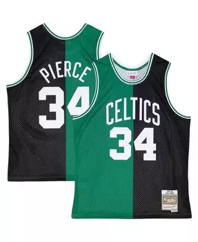 Мужская футболка paul pierce black, kelly green boston celtics hardwood classics 2007-08 split swingman Mitchell & Ness, мульти