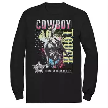 Мужская футболка PBR Cowboy Riding Bull с длинными рукавами и рисунком Licensed Character