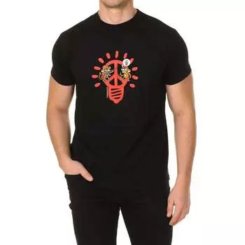 Мужская футболка Peace Bulb с короткими рукавами и круглым вырезом Kukuxumusu, черный