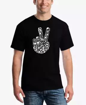 Мужская футболка Peace Finger Notes Word Art LA Pop Art, черный