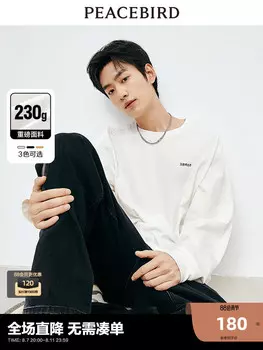 Мужская футболка Peacebird из чистого хлопка с длинными рукавами, черный