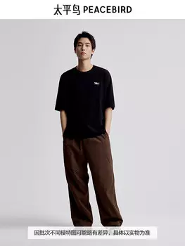 Мужская футболка Peacebird с короткими рукавами и принтом на спине, черный