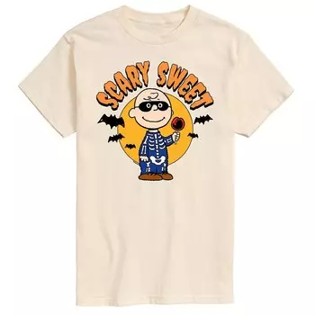 Мужская футболка Peanuts Charlie Brown Scary Sweet с рисунком Licensed Character, бежевый