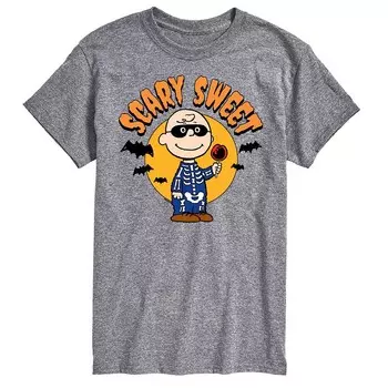 Мужская футболка Peanuts Charlie Brown Scary Sweet с рисунком Licensed Character, серый