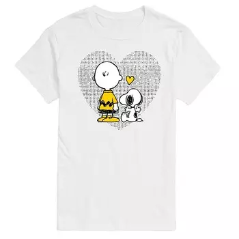 Мужская футболка Peanuts Charlie Snoopy Heart с графическим рисунком Licensed Character, белый