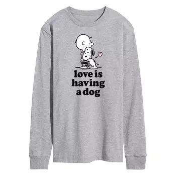 Мужская футболка Peanuts Love Is Have A Dog с длинными рукавами Licensed Character
