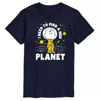 Мужская футболка Peanuts с принтом "Другая планета" Licensed Character, синий