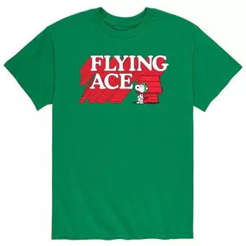 Мужская футболка Peanuts Snoopy Flying Ace Licensed Character, зеленый