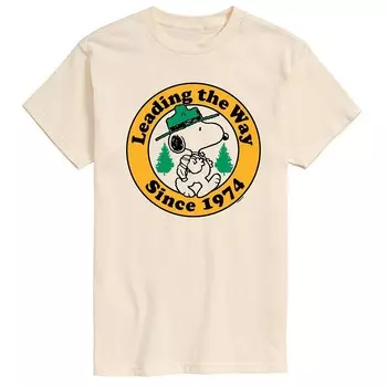 Мужская футболка Peanuts Snoopy Leading The Way с графическим рисунком Licensed Character, цвет Cream