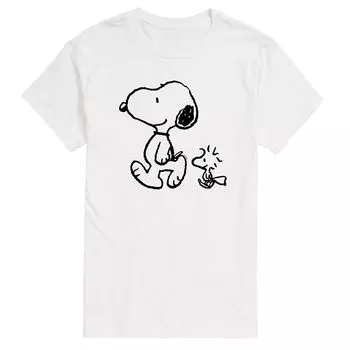Мужская футболка Peanuts Snoopy Woodstock Walking Licensed Character
