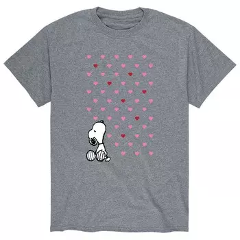Мужская футболка Peanuts Valentine Snoopy Hearts Licensed Character, серый