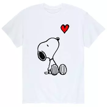 Мужская футболка Peanuts Valentine Snoopy с красным сердцем Licensed Character