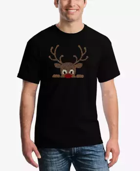 Мужская футболка Peeking Reindeer с принтом в виде слов LA Pop Art, черный