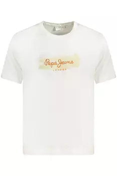 Мужская футболка Pepe Jeans хлопковая с фирменным принтом, белый