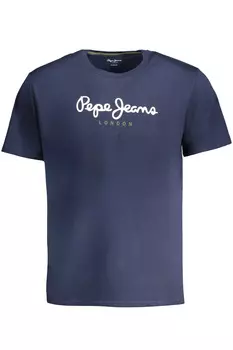 Мужская футболка Pepe Jeans хлопковая с логотипом на груди, синий