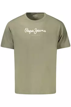 Мужская футболка Pepe Jeans хлопковая с логотипом на груди, зеленый