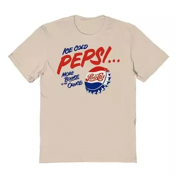 Мужская футболка Pepsi Ice Cold Pepsi с винтажной рекламой и рисунком Licensed Character, песочный