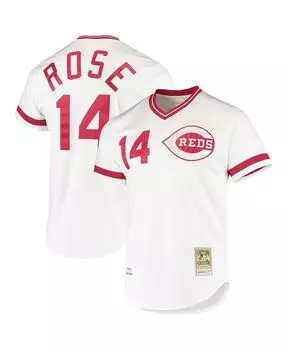 Мужская футболка pete rose white cincinnati reds cooperstown collection authentic jersey Mitchell & Ness, белый