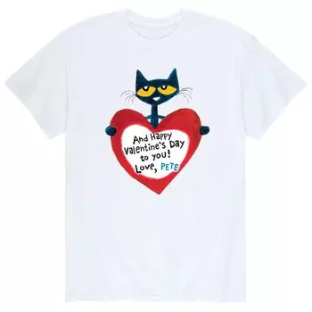 Мужская футболка Pete the Cat с сердечком ко Дню святого Валентина Licensed Character