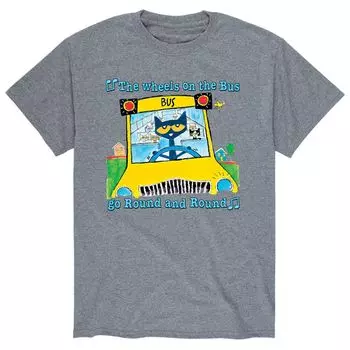 Мужская футболка Pete The Cat Wheels On Bus Tee Licensed Character