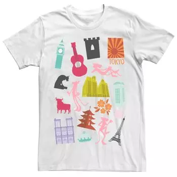 Мужская футболка Pink Panther Round The World Licensed Character