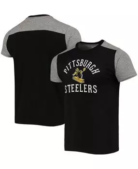 Мужская футболка pittsburg steelers gridiron classics field goal slub черного, серого цвета с меланжевым покрытием Majestic, мульти