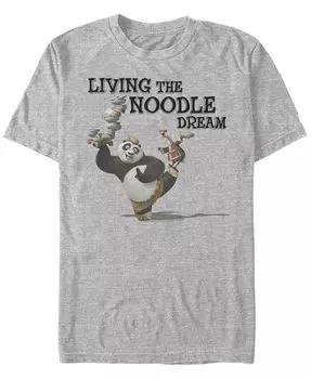 Мужская футболка Po Living The Noodle Dream с короткими рукавами Kung Fu Panda Fifth Sun, серый