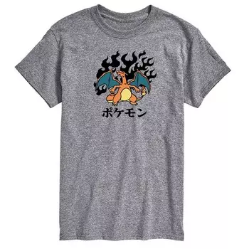 Мужская футболка Pokemon Charizard Flash Fire Fire Licensed Character, цвет Athletic Heather Gray