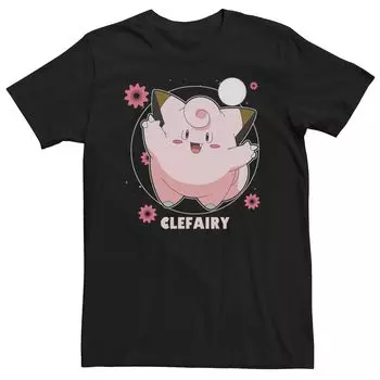 Мужская футболка Pokmon Clefairy Fairy Dance с розовыми цветами Licensed Character