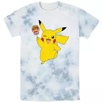 Мужская футболка Pokmon Pikachu с принтом карамельного яблока Licensed Character, цвет white blue