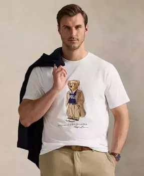 Мужская футболка Polo Bear с принтом, размеры Big & Tall Polo Ralph Lauren, белый
