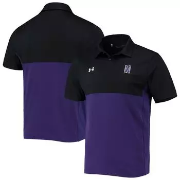Мужская футболка-поло черного/фиолетового цвета Northwestern Wildcats 2022 Blocked Coaches Performance Under Armour