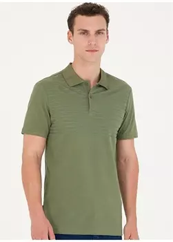 Мужская футболка-поло цвета хаки с принтом Pierre Cardin