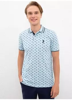 Мужская футболка-поло цвета индиго с воротником-поло и рисунком MARCOS U.S. Polo Assn., индиго