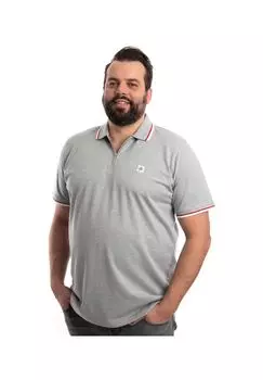 Мужская футболка-поло Darwin с ребристым воротником и логотипом - нашивка - Большие размеры ROADSIGN australia, цвет Graumelange