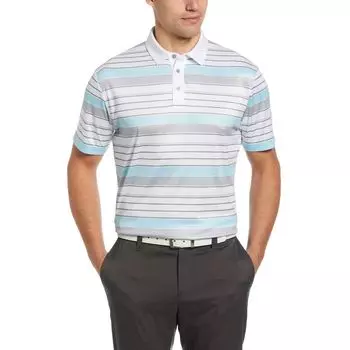 Мужская футболка-поло для гольфа с текстурированным полосатым принтом и принтом для турниров Большой шлем Grand Slam, ярко-белый