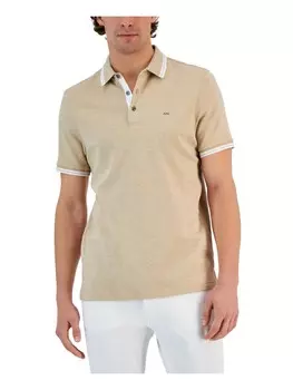 Мужская футболка-поло Greenwich в хлопковую полоску Michael Kors, цвет Khaki Heather