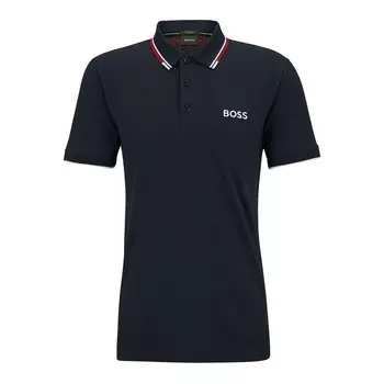 Мужская футболка-поло Hugo Boss Paddy Pro темно-синего цвета из эластичного хлопка с короткими рукавами, синий