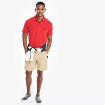 Мужская футболка-поло классического кроя Nautica в рубчик с сеткой, цвет Nautica Red