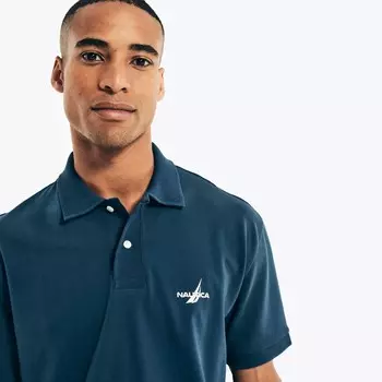 Мужская футболка-поло классического кроя Nautica в рубчик с сеткой, цвет Voyage Blue