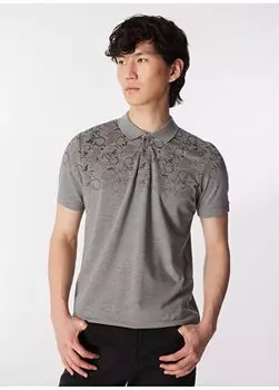 Мужская футболка Polo Neck Dark Grey 232 LCM 242049 SACE K.GRAY MELANGE Lee Cooper, серый