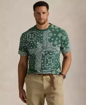 Мужская футболка-поло с бандана-принтом Big & Tall Polo Ralph Lauren, зеленый