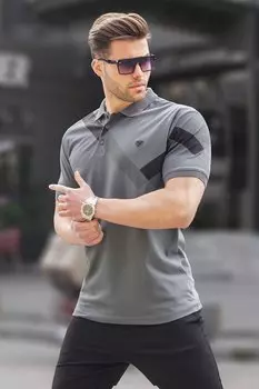 Мужская футболка поло с дымчатым узором 6081 MADMEXT