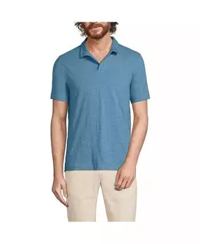 Мужская футболка-поло с коротким рукавом Johnny Collar Lands' End, синий