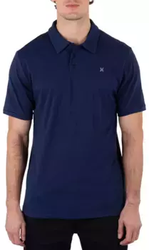 Мужская футболка-поло с короткими рукавами Hurley H2O-DRI Ace Slub, цвет Midnight Aqua