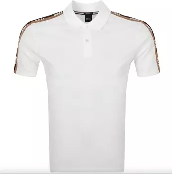 Мужская футболка-поло с короткими рукавами и логотипом Hugo Boss Parlay белого цвета пике из хлопка с короткими рукавами, белый
