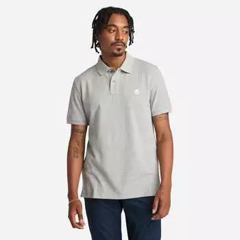 Мужская футболка-поло с короткими рукавами Oyster River Chest Logo Timberland, цвет medium grey heather/white