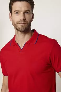 Мужская футболка-поло с v-образным вырезом Slim Fit без пуговиц из хлопка пике красная футболка TUDORS