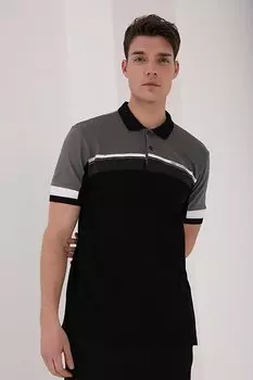 Мужская футболка поло с воротником-поло на пуговицах в цветную полоску с принтом стандартной формы TOMMYLIFE