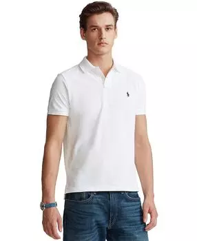 Мужская футболка-поло slim fit из сетчатой ткани на заказ Polo Ralph Lauren, белый